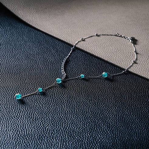 Blaugrün | Silber | Firefly Glas Kaskaden Doppelanhänger